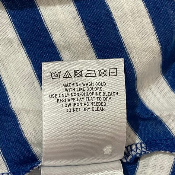 Anthropologie Postmark Crochet Lace Overlay Striped Swing Tank - White/Blue - M - Picture 10 of 11